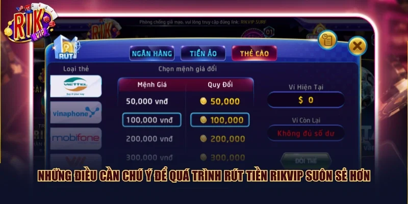 Những điều cần chú ý để quá trình rút tiền Rikvip suôn sẻ hơn